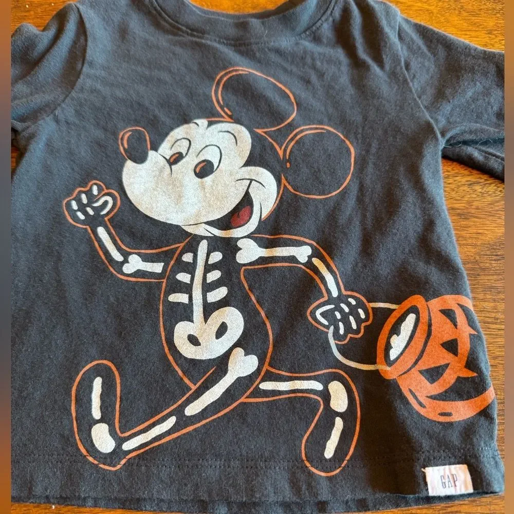 Baby Gap Mickey Mouse Halloween Skeleton Long Sleeve Shirt - Size 18-24 Mon